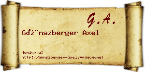 Günszberger Axel névjegykártya